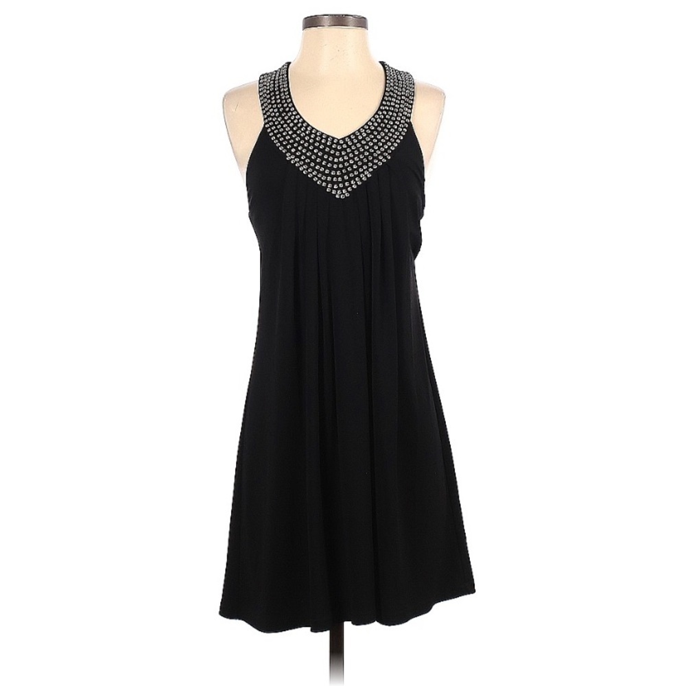 Spense Black Studded Silver Stretchy Knee Length Dress Size 4